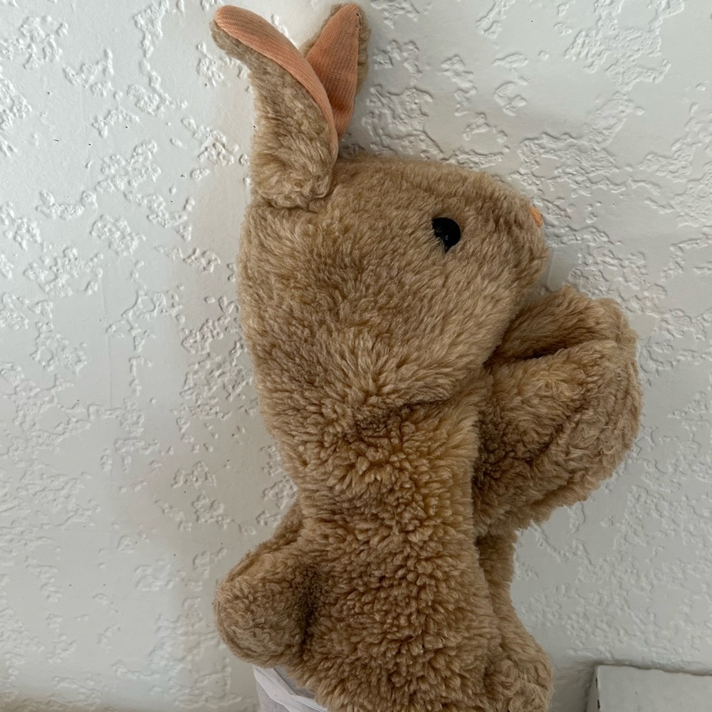 Adorable Brown Bunny Plush 12” puppet‎ rabbit Easter decor vintage